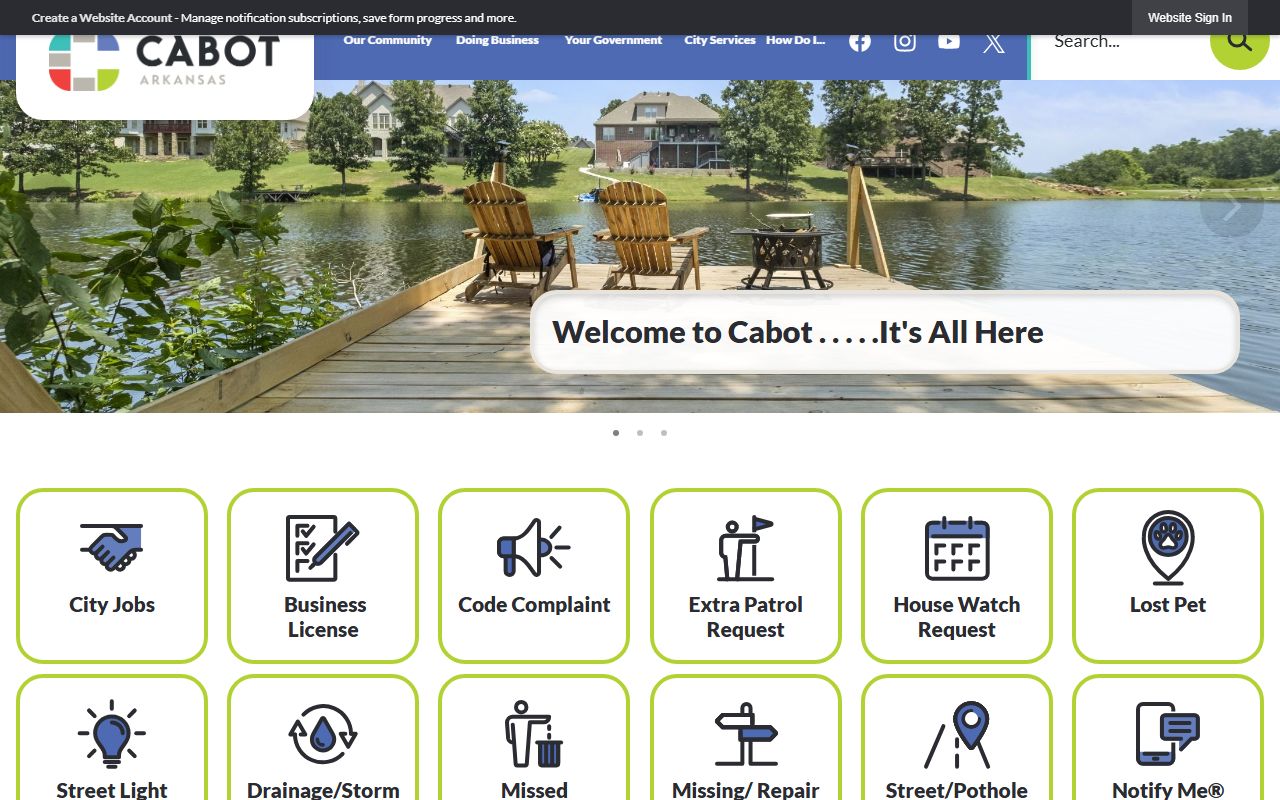 Cabot City Government website for Cabot jail mugshots and records