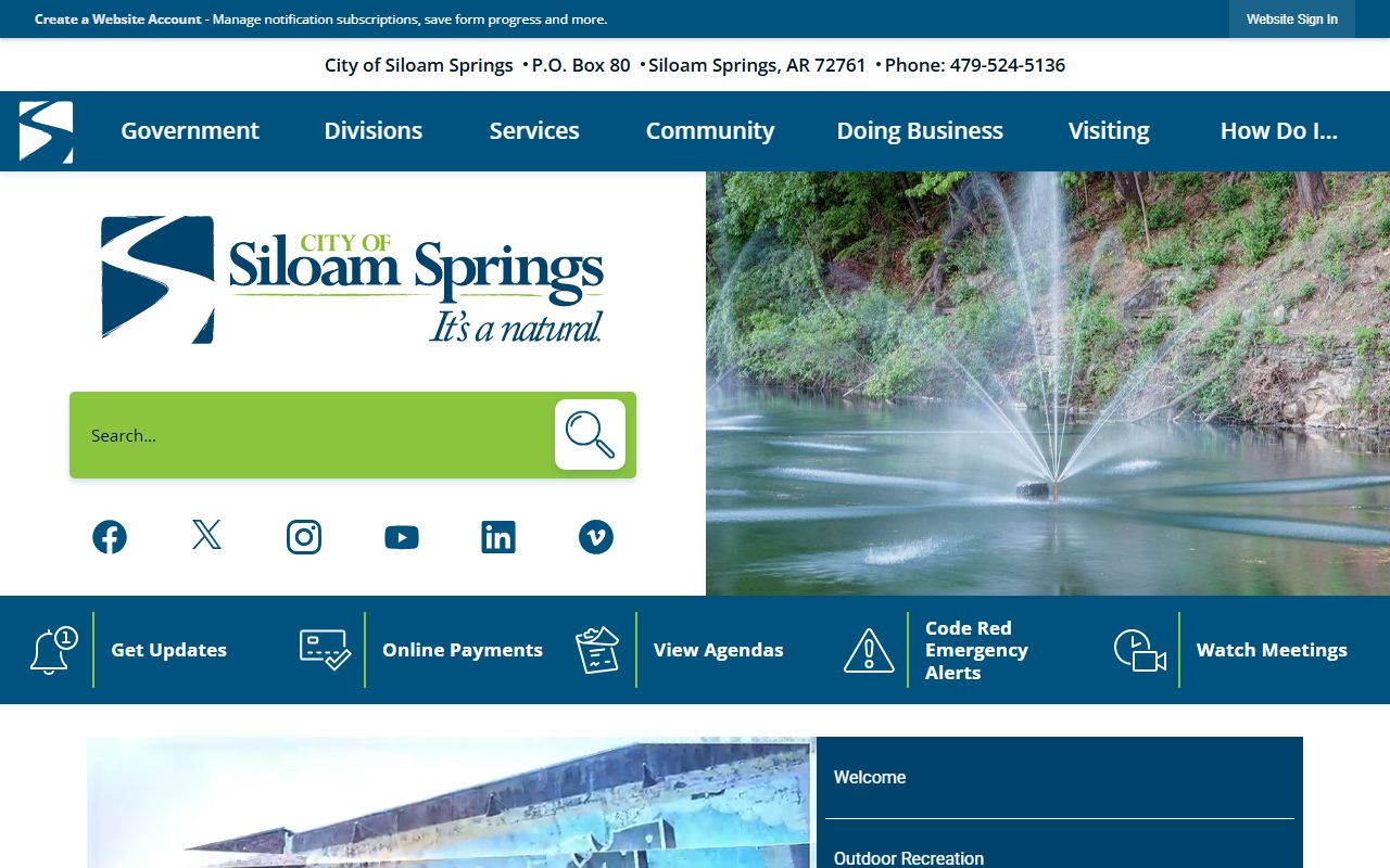 Siloam Springs city government website for Siloam Springs jail mugshots and city records