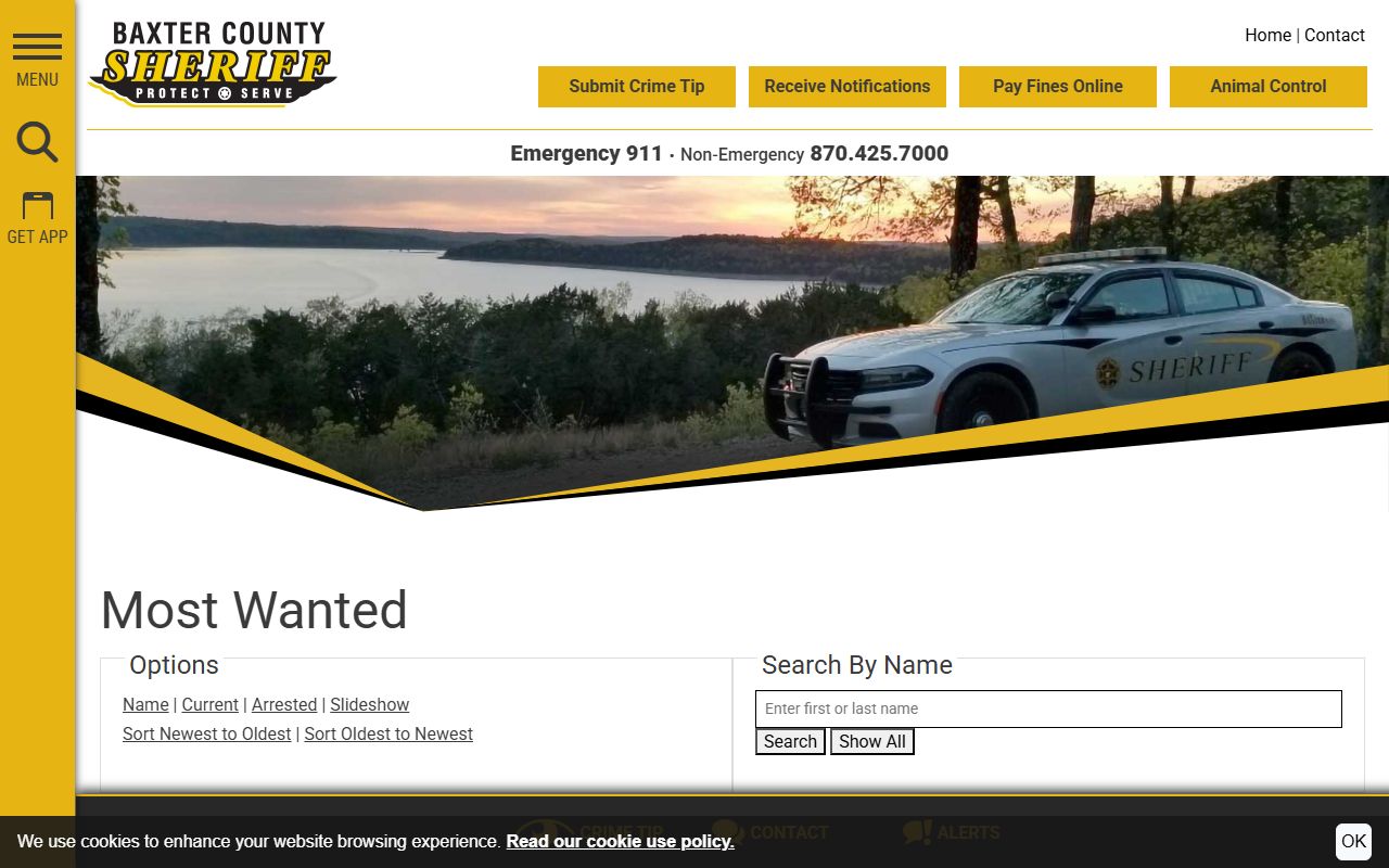 Baxter County most wanted page with mugshots and warrant info