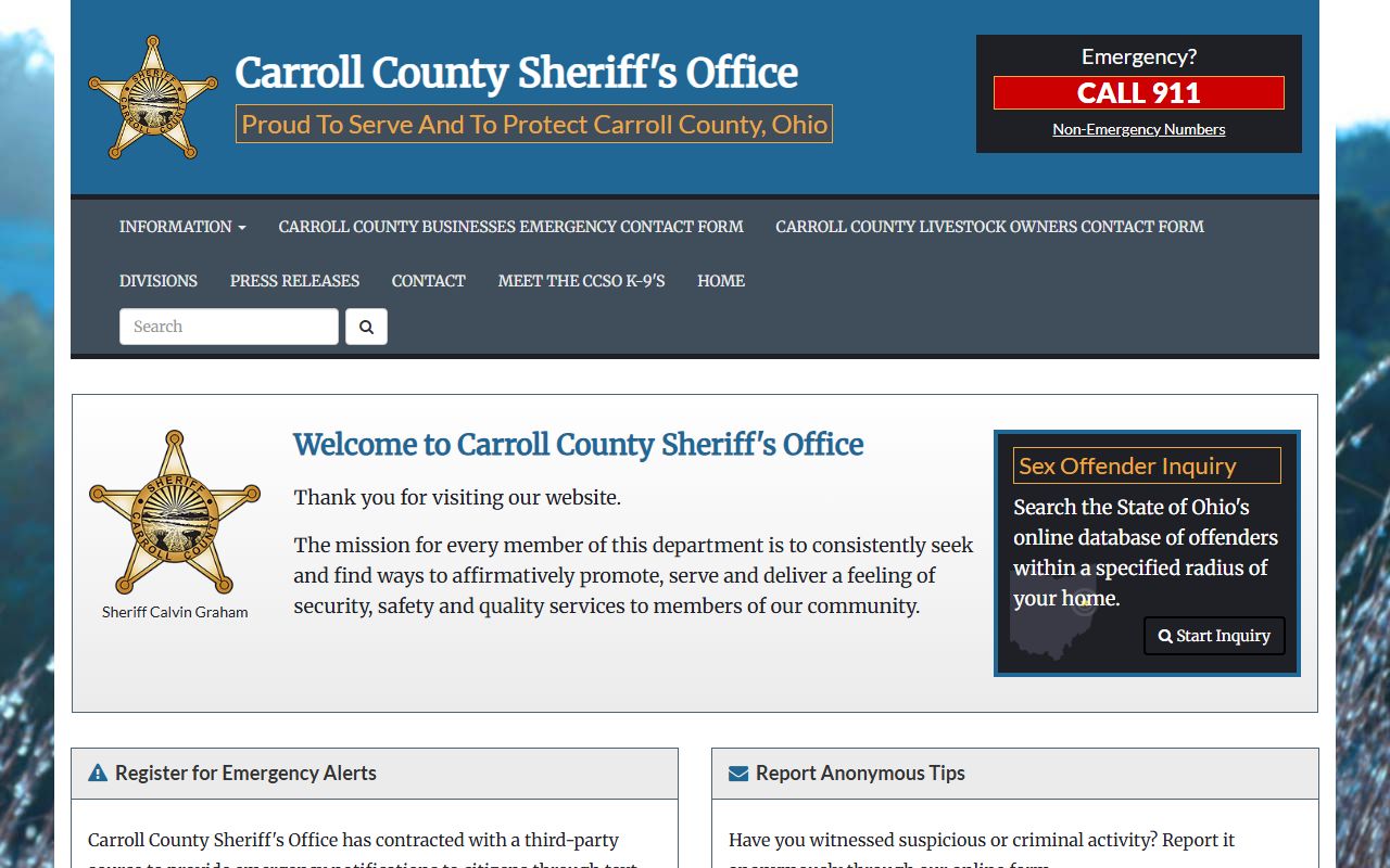 Carroll County Sheriff's Office website for Carroll County jail mugshots