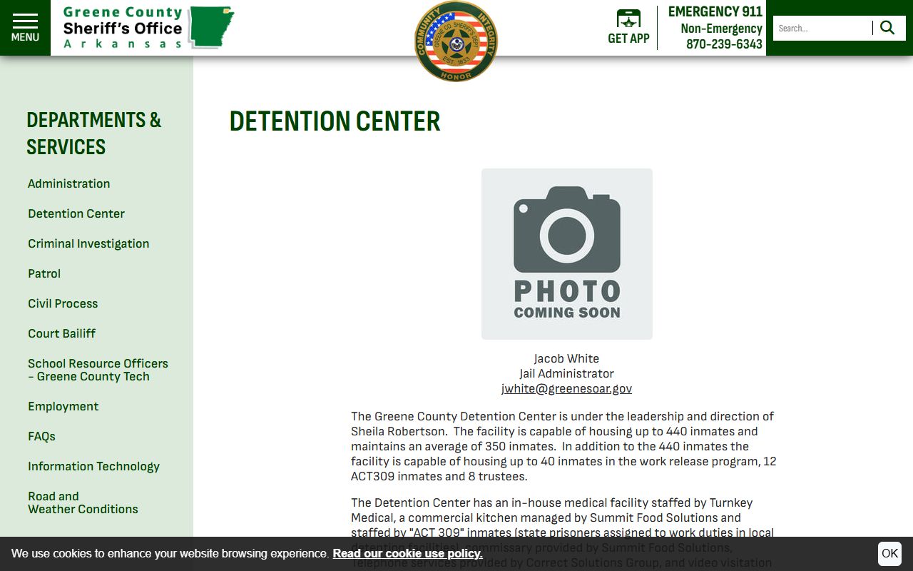 Greene County Detention Center page for Greene County jail mugshots