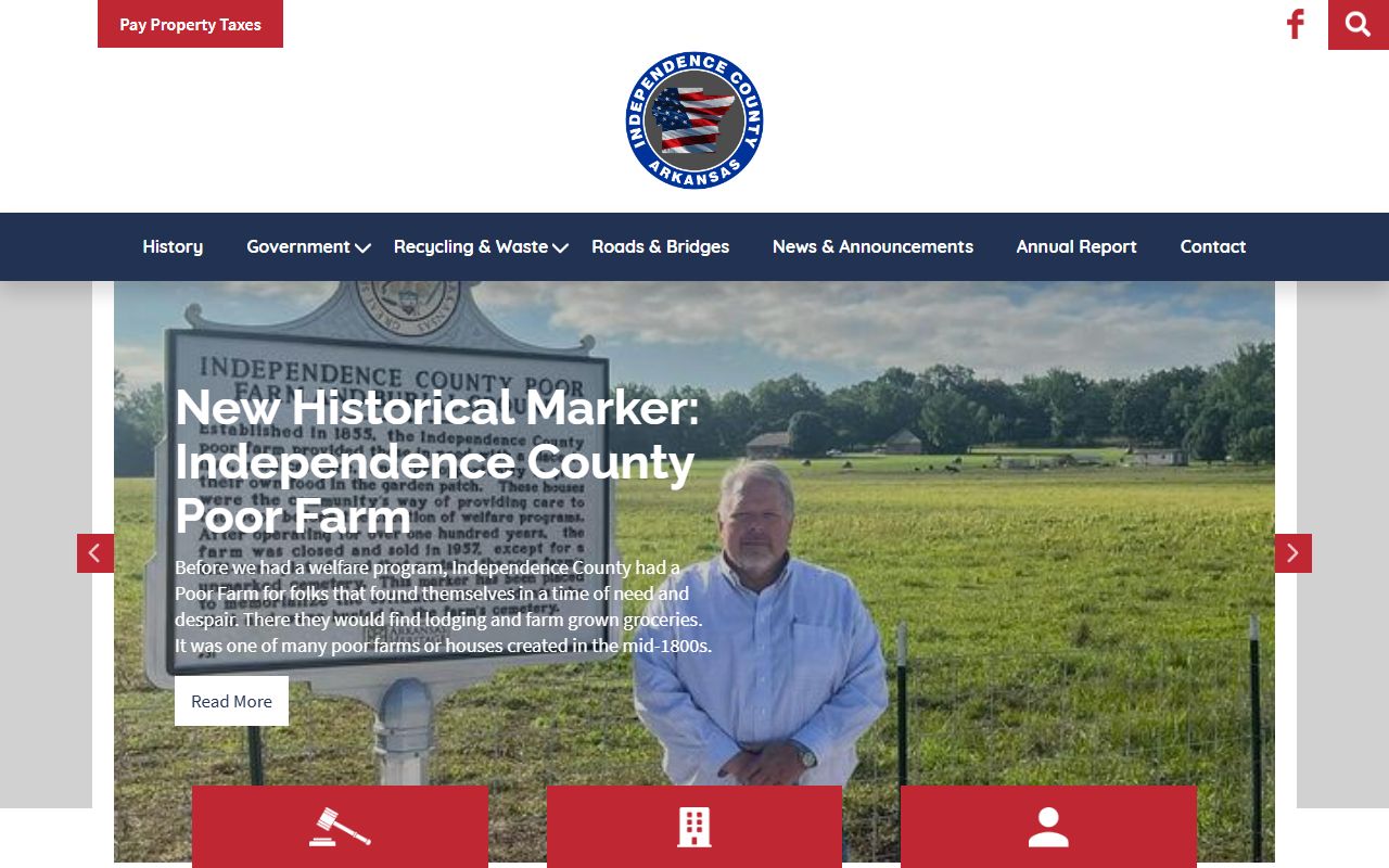 Independence County government website for booking and court records