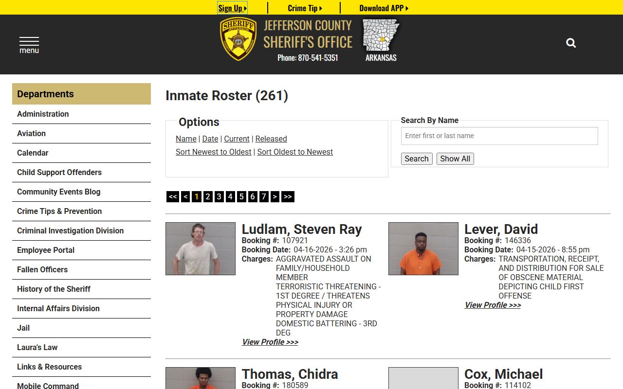 Jefferson County inmate roster for Jefferson County jail mugshots