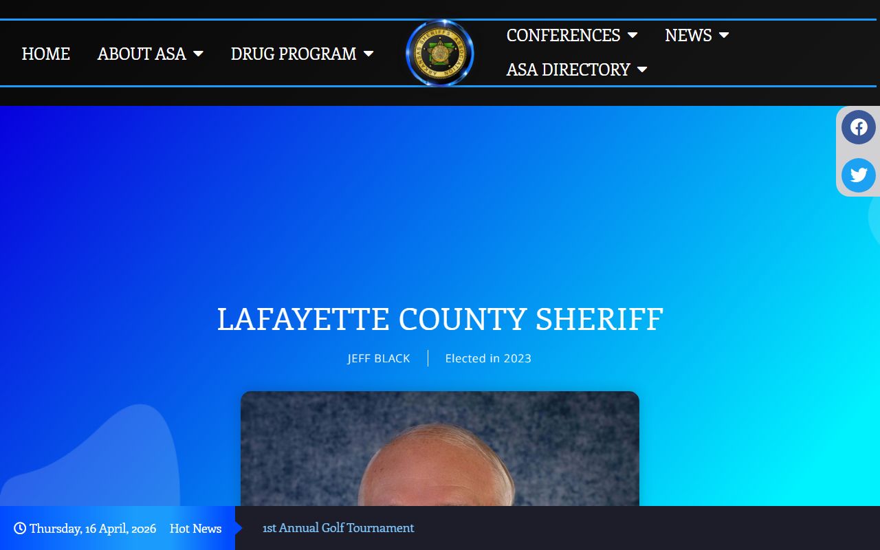 Lafayette County sheriff profile page for Lafayette County jail mugshots in Lewisville