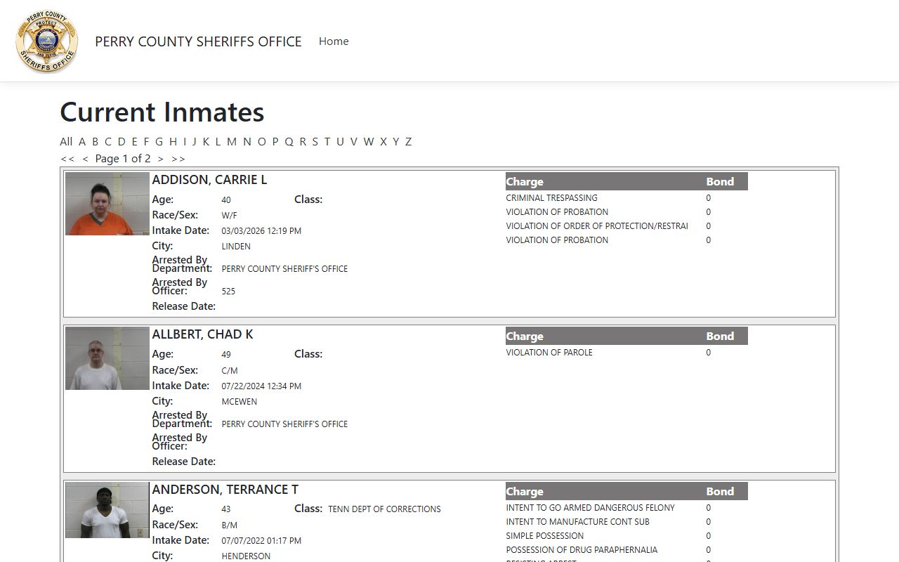 Perry County ISOMS jail portal for Perry County jail mugshots and inmate roster