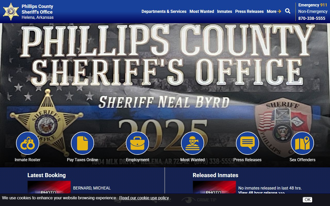 Phillips County Sheriff Office website for Phillips County jail mugshots