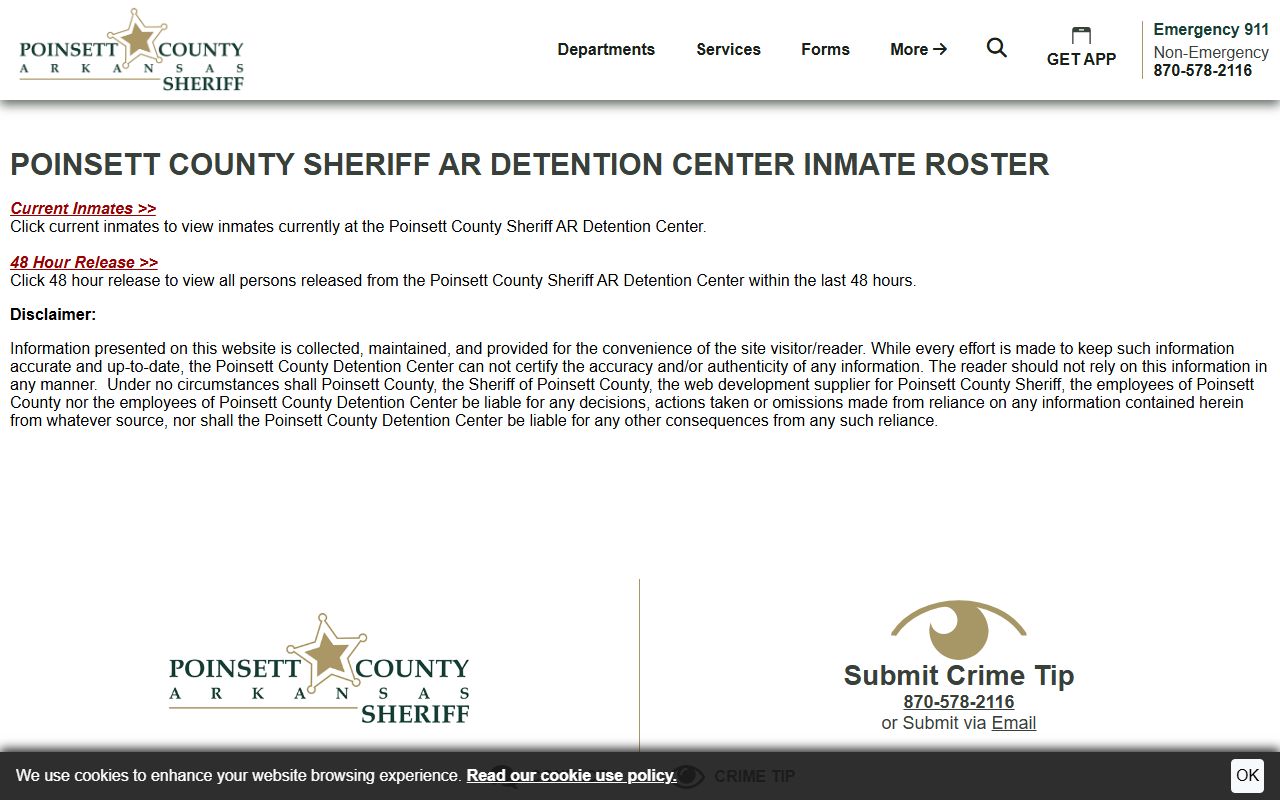 Poinsett County Inmate Roster for Poinsett County jail mugshots lookup