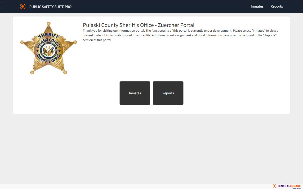 Pulaski County Zuercher Portal for jail mugshots and inmate roster search