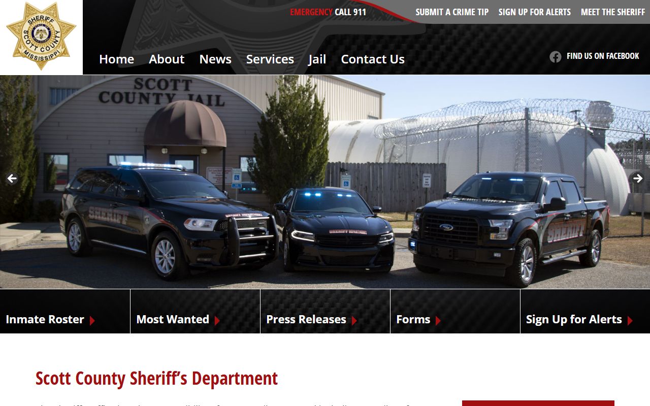 Scott County Sheriff Office website for Scott County jail mugshots