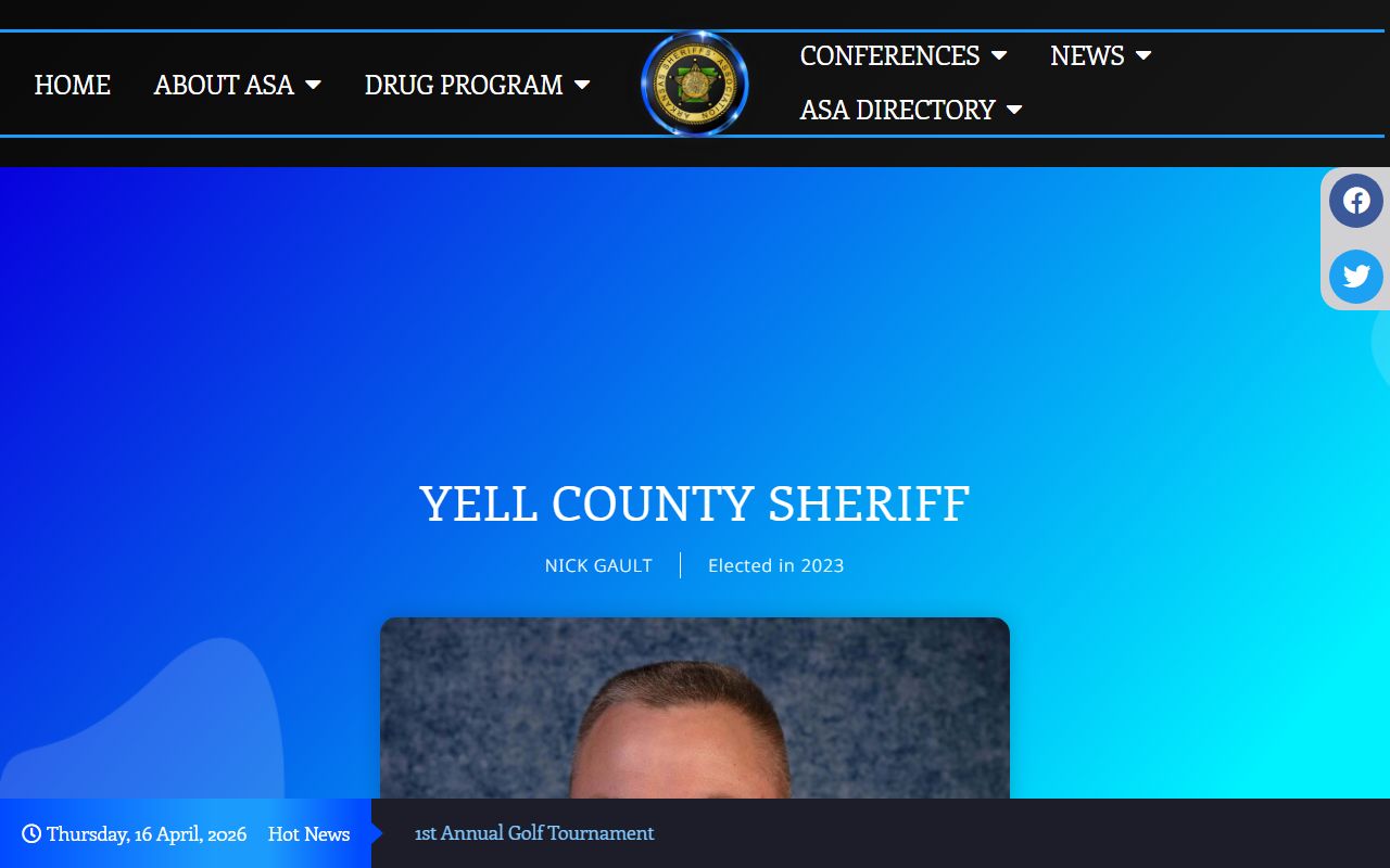 Arkansas Sheriffs Association profile for Yell County jail mugshots