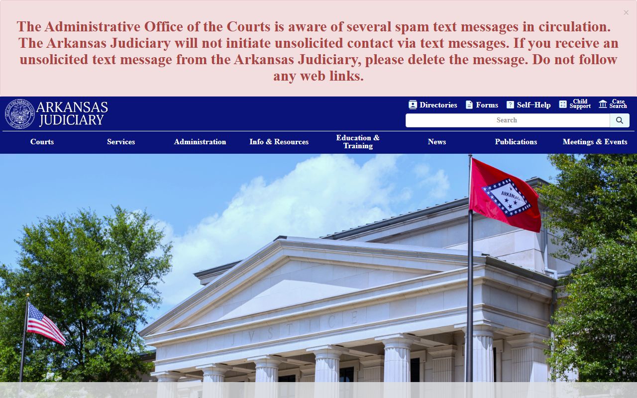 Arkansas Administrative Office of the Courts website for jail mugshots case records