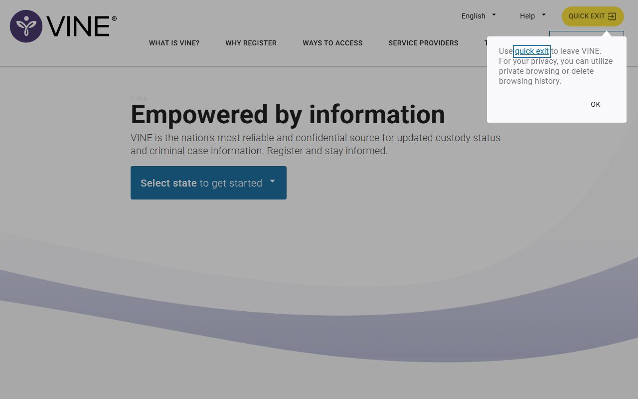 VINELink victim notification network for Arkansas jail mugshots custody tracking